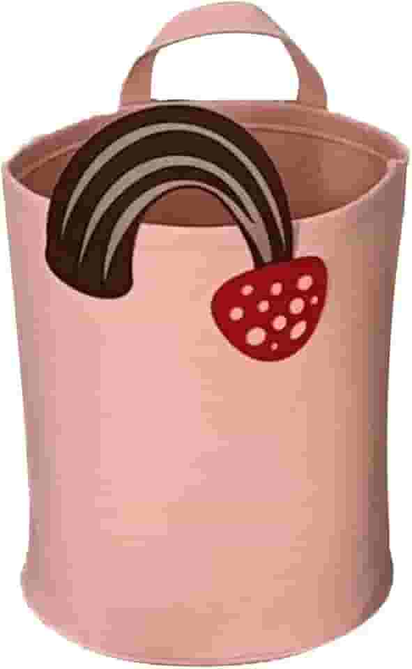 Lindo cesto de roupa suja dobrável de feltro para berçário, cesta de armazenamento de brinquedos, cobertores com alças (cogumelo)