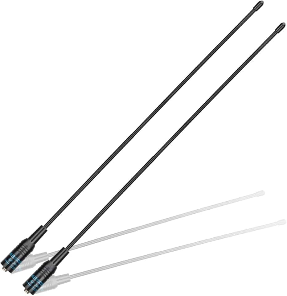 ABBREE AR-771 Antena de rádio amador de banda dupla VHF/UHF 14,96 polegadas SMA - antena de chicote macio de alto ganho para Baofeng UV-5R, BF-F8HP PRO, 5RM, K5PLUS, AR-152 GM-15PRO UV-5G Plus GMRS