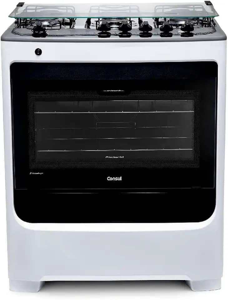Fogão de Piso Consul 5 Bocas Branco com Acendimento Automático e Botões Removíveis - CFS5NAB BIVOLT
