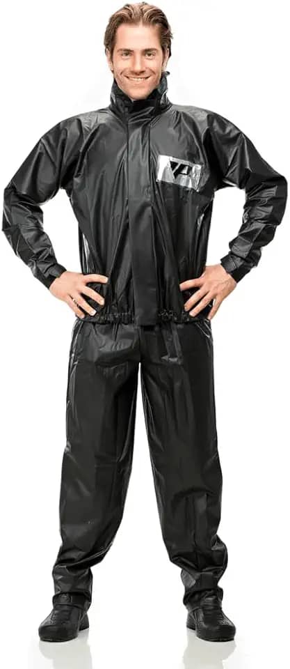 Capa de Chuva Pantaneiro 2700 PVC Com Gola, Capa de Chuva Esportiva, Conjunto Impermeável Preto, Jaqueta e Calça em PVC, para Motociclismo e Atividades ao Ar Livre
