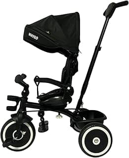 Triciclo Infantil Com Empurrador 2 em1 Waygo Preto Maxi Toys
