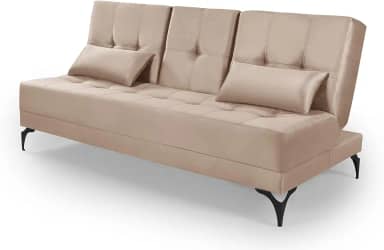 Sofá Cama Solteiro Colorado Reclinável 3 Posições Tecido Suede (Bege)