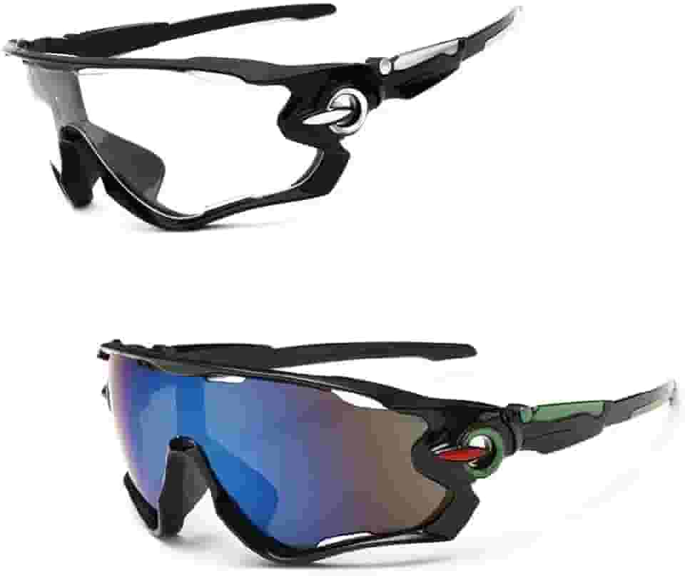 Óculos De Sol Ciclismo Espelhado + Noturno Kit 2 Unidades