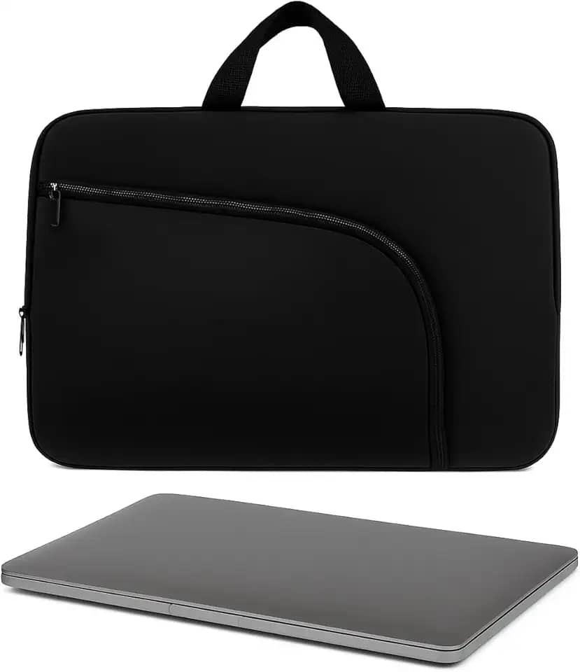 Capa para Notebook 15.6 Polegadas, Resistente à Água, Leve (150g), com Alça e Bolso Frontal, Case Protetora Slim para Trabalho, Faculdade e Viagem, Alça Reforçada, Neoprene - Qualidade Premium