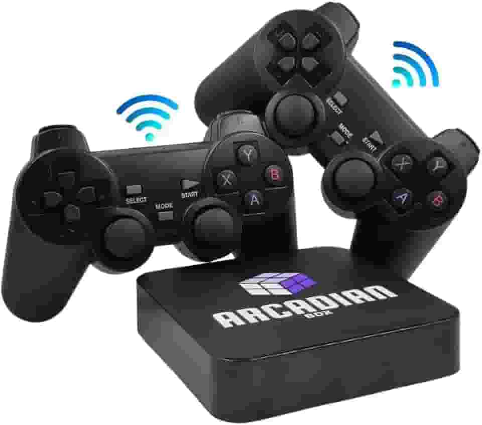 Game Retro Arcadian Box vários Consoles 2 Controles Joystick 128GB Arcade PS1 N64 Emulador Multijogos (2 controles sem fio)