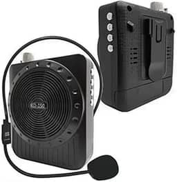 Amplificador de Voz Megafone Bluetooth KB-150 com Microfone de Cabeça, Rádio FM, Entrada USB/TF, Bateria Recarregável – Portátil, Ideal para Professores, Guias, Eventos (PRETO)