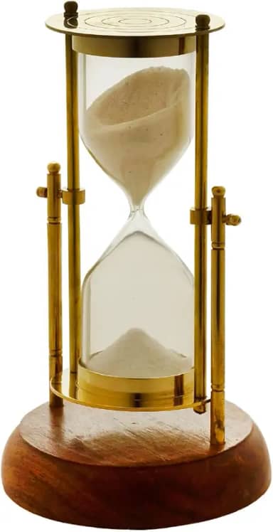 WOLFF - Ampulheta Decorativa de Metal e Madeira Dourada 20cm x 11cm