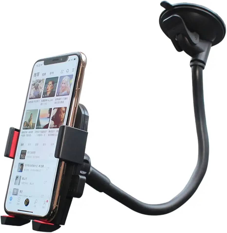 Suporte Veicular para Celular com Ventosa, Trava Automática, Base Flexível e Rotação 360°, Instalação no Painel ou Para-brisa, Compatível com Diversos Smartphones