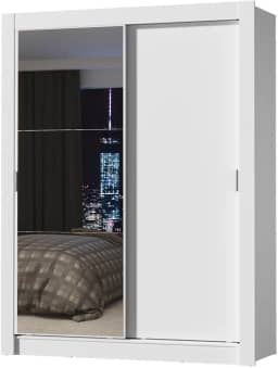 Guarda-Roupa Solteiro Madesa Denver 2 Portas de Correr com Espelho - Branco