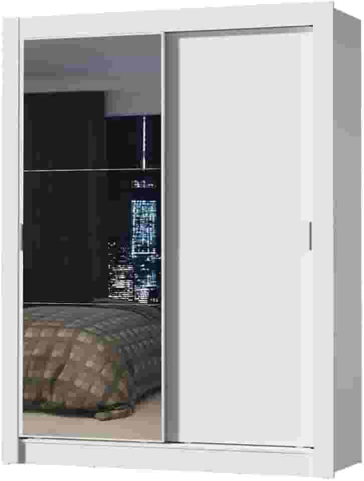 Guarda-Roupa Solteiro Madesa Denver 2 Portas de Correr com Espelho - Branco