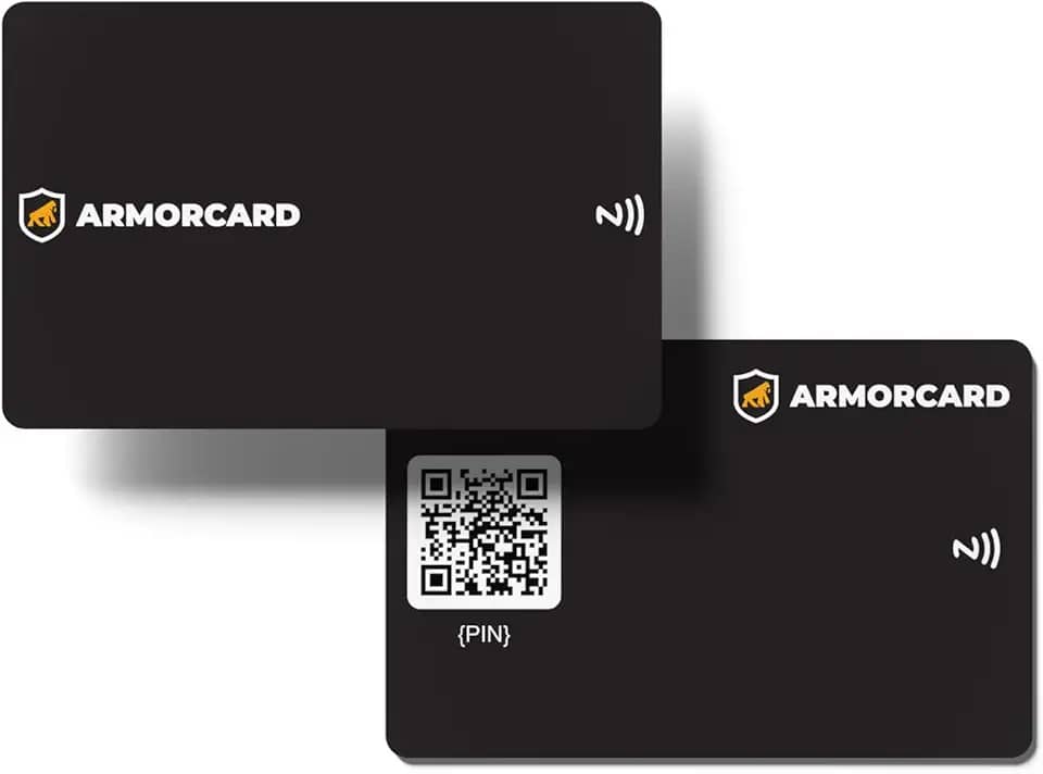 Gshield Cartão de Visita Digital ArmorCard compatível com NFC e QR Code, Compartilhe seus Dados de Contato Pessoais, Profissionais, Redes Sociais e Sites, Preto (1 Unidade)