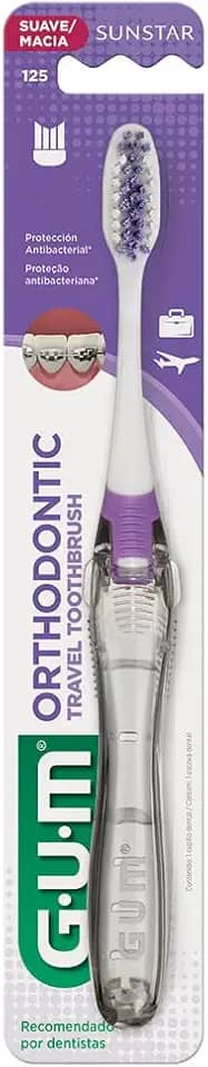 Escova Dental para Viagem Ortodôntica GUM, cerdas antibacterianas, portátil, Gum, Sortidas