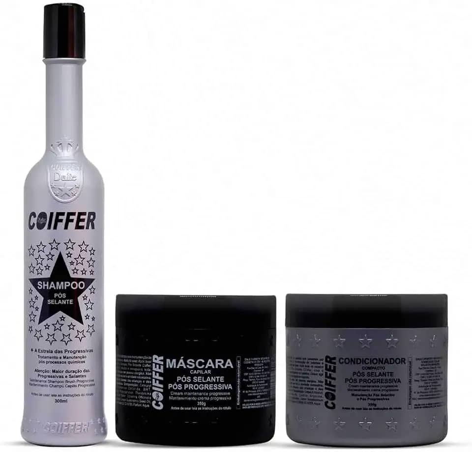 Genérico Kit Prata Coiffer 3 Unidades Pós Selante e Progressiva, Hidratação e Manutenção, Cabelos Lisos, Macios e Saudáveis, Sem Crueldade, Para Cabelos Tratados Quimicamente