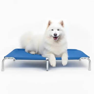 Cama Suspensa Elevada Pet para Cachorro Leve Resistente Aluminio 105x70cm Tamanho GG Suporta Até 70kg - Dogets (Azul)
