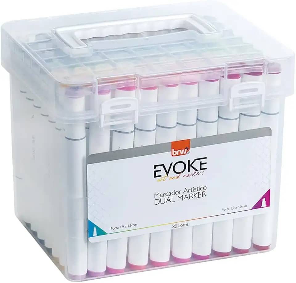 BRW Pincel Marcador Artistico Evoke Dual Marker 80 Cores