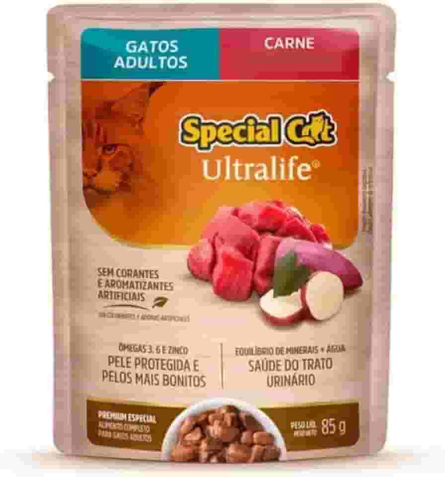 Sachê Special Cat Gatos Adultos Carne 85g Caixa 12 Unidades.