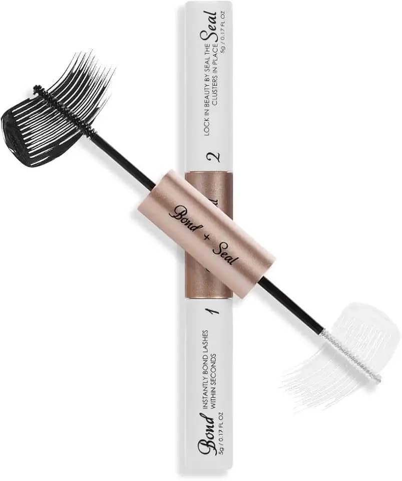 Lash Bond and Seal para Extensões de Cílios Longa Duração Cola Secagem Rápida Olhos Sensíveis 2-em-1 - Fácil Usar com Duas Pontas Individuais em Cluster e Faixa DIY Sem Cheiro Não Irritante Látex Crue