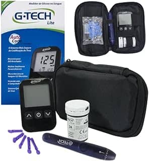 Kit Medidor G-tech Lite Glicose Glicemia 10 Tiras + 10 Lancetas