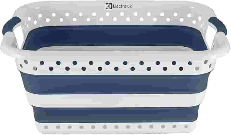 Cesto Dobrável para Roupas Electrolux, Branco com detalhes em azul