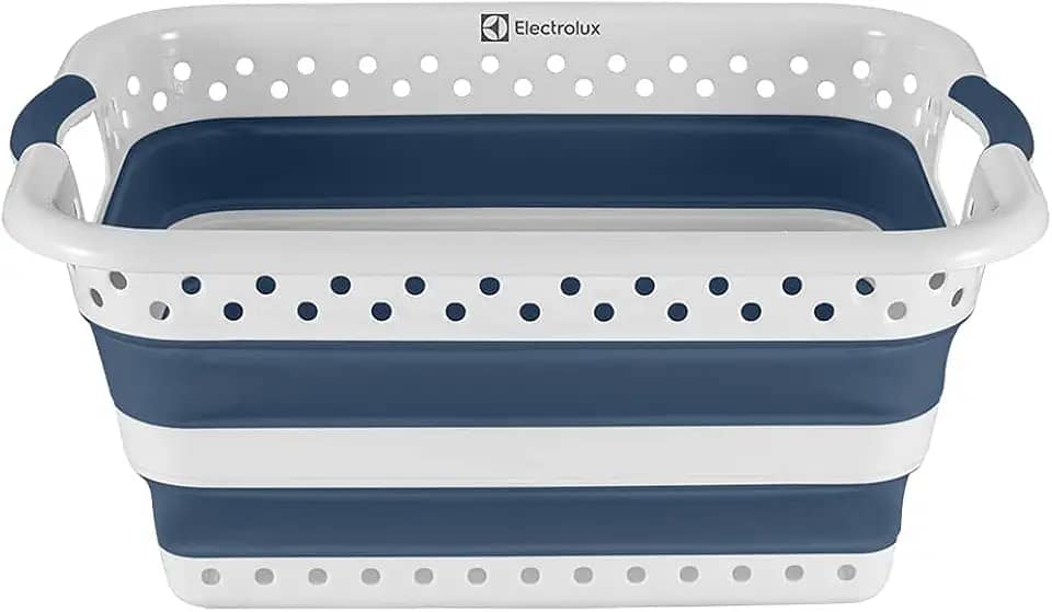 Cesto Dobrável para Roupas Electrolux, Branco com detalhes em azul