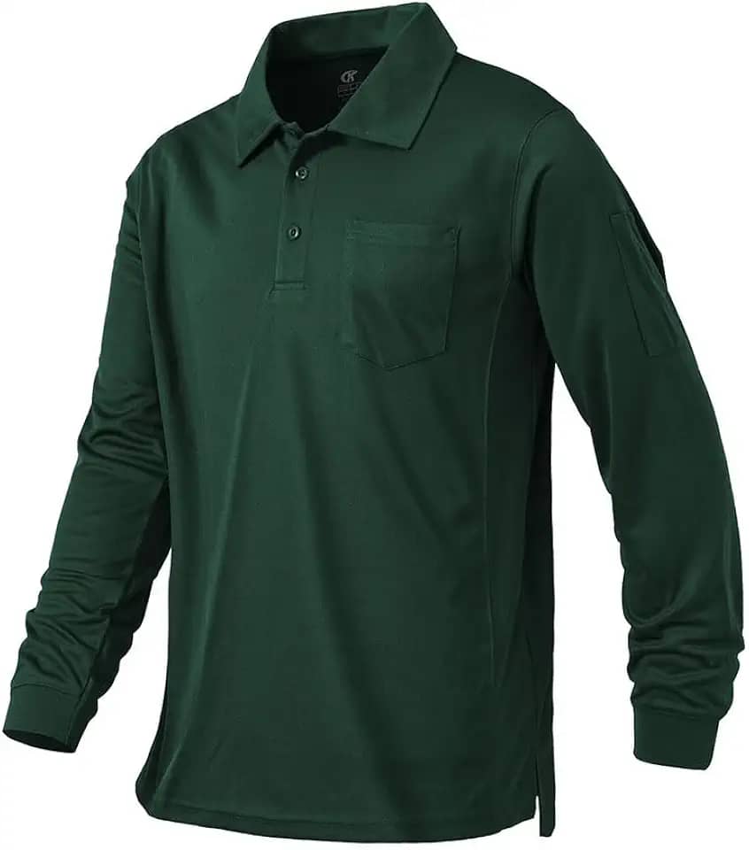 Camisa polo de manga comprida de qualidade - roupa de escritório de cor sólida com tecido absorvente de umidade