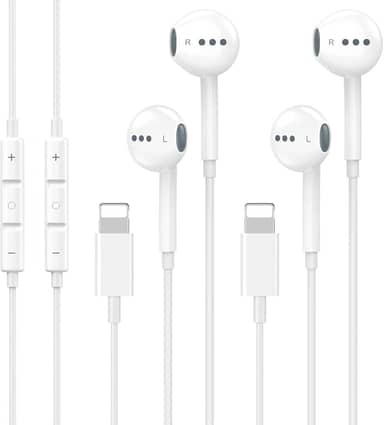 Fones de ouvido com fio Plug and Play para iPhone com microfone integrado e controle de volume, fones de ouvido estéreo HiFi com redução Nosie compatíveis com iPhone 14 13 12 11 Pro Max XS XR X 8 7 6