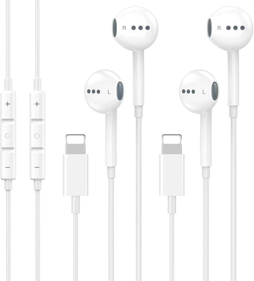 Fones de ouvido com fio Plug and Play para iPhone com microfone integrado e controle de volume, fones de ouvido estéreo HiFi com redução Nosie compatíveis com iPhone 14 13 12 11 Pro Max XS XR X 8 7 6