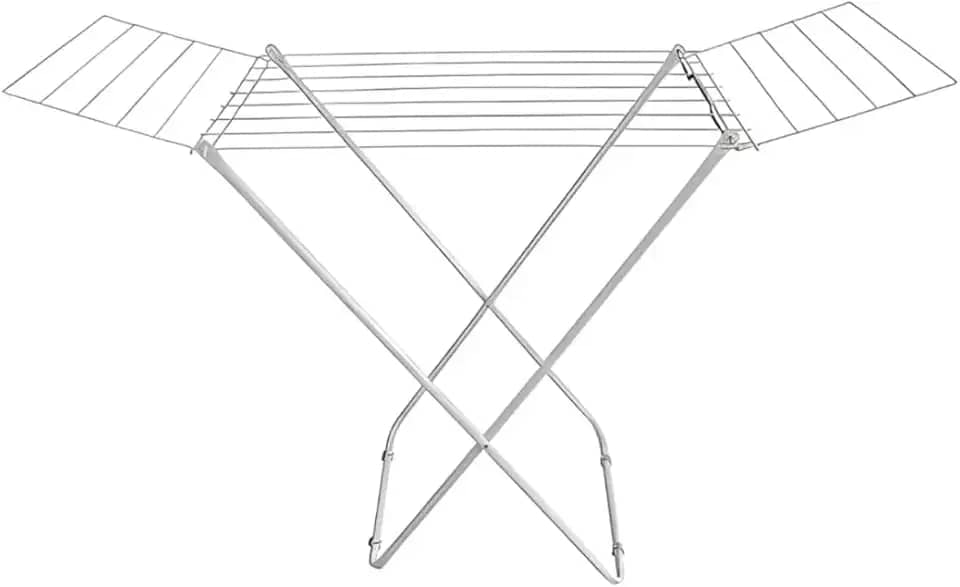 Varal de Chão Dobrável, Alumínio e Aço, Branco, Retrátil, Resistente à Ferrugem, para Apartamento
