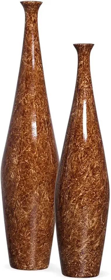 Vaso de Chão Decoração para Sala Dupla Garrafas Faenza Marrom Petra