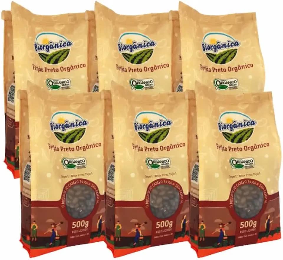 Kit 6X: Feijão Preto Orgânico Biorgânica 500g