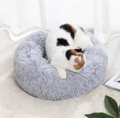 CAMINHA DONUT NUVEM PET PELUCIA G REDONDA CAMA PELUCIADA NINHO CASINHA CASA COLCHONETE Cachorros E Gatos PELUCIADO FUNDO ANTIDERRAPANTE QUALIDADE PREMIUM G 60CM (CINZA)