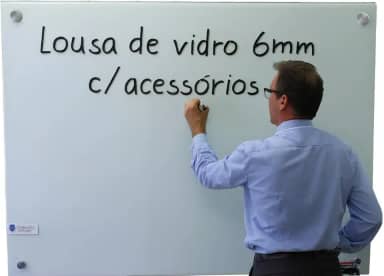 Lousa quadro vidro 120x90 branco escola 6mm temperado retangular escolar grande quadrada escrita 1,20 X 0,90 - com suporte acrilico 2 canetas e 1 apagador 120x90cm