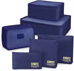 Kit Organizador de Malas de 6 Peças Viagem Poliéster Azul - Jacki Design