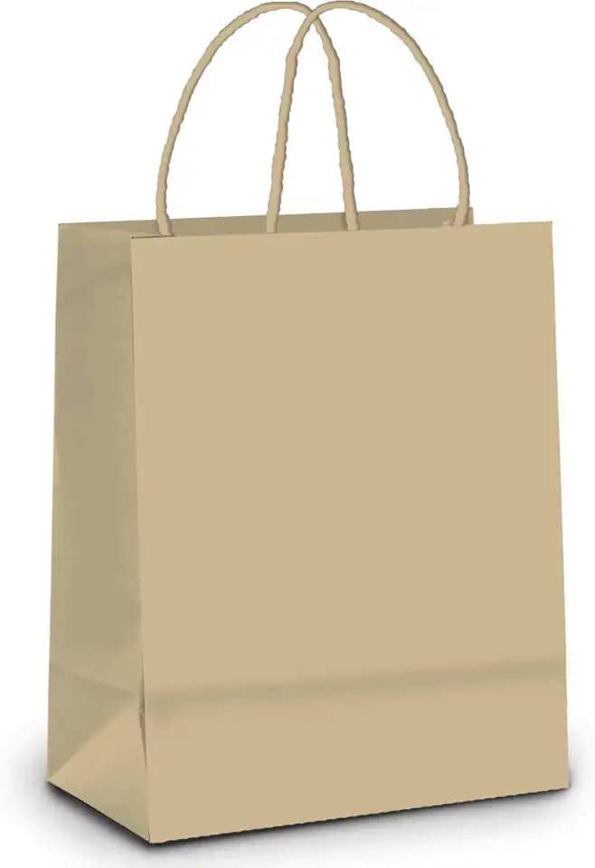 Sacola De Papel Para Presente Kraft C/ 10 Unidades Lisa Na Cor Pardo - Tamanho 21,5x15x8 Cm - Cromus Embalagens