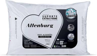 Travesseiro Suporte Extra Firme Altenburg Extra Branco Capa Percal 180 Fios 100% Alg./ Recheio 100% fibra de poliéster