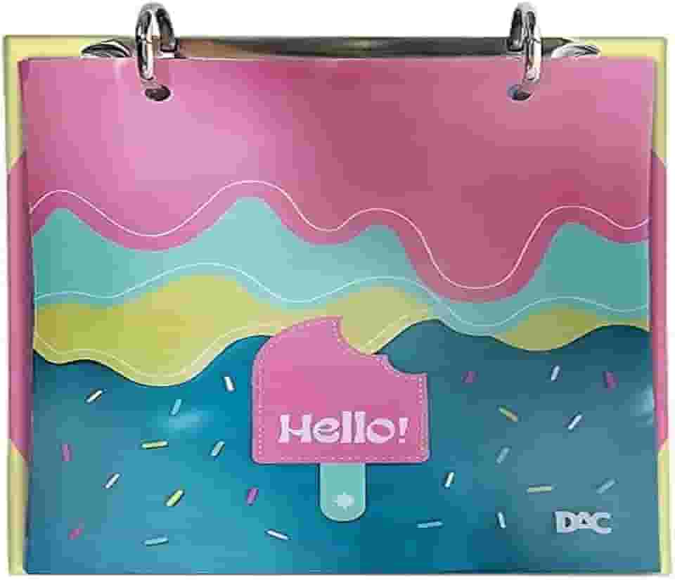 Mini Caderno Argolado Vertical com 80 folhas decoradas - Hello 4067