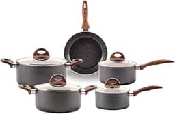 Brinox - Jogo de Panelas Antiaderente Ceramic Life 5 Peças com Fundo de Indução Smart Plus - Granito