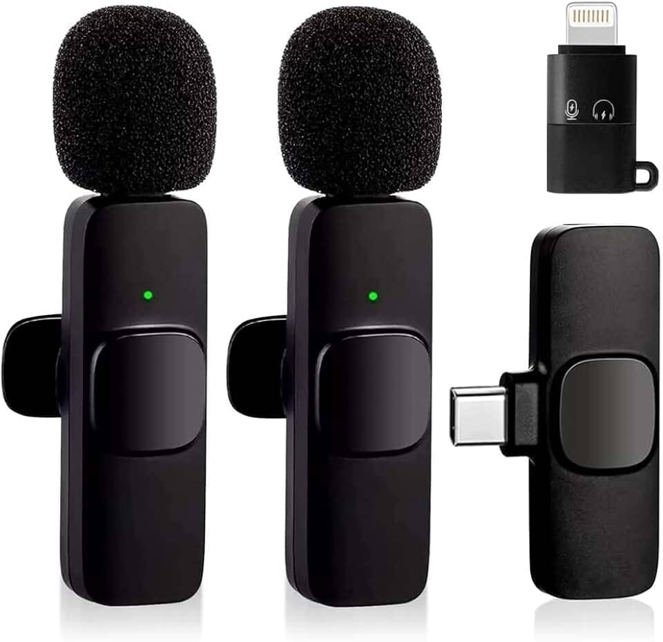 2 peças Microfone de lapela sem fio para telefone (Type C), microfone duplo sem fio para gravação de vídeo, transmissão ao vivo, vlog, YouTube, TikTok, Facebook, zoom - redução de ruído e plug-play. (Sem necessidade de APP/Bluetooth) (Andróide 2 peças)