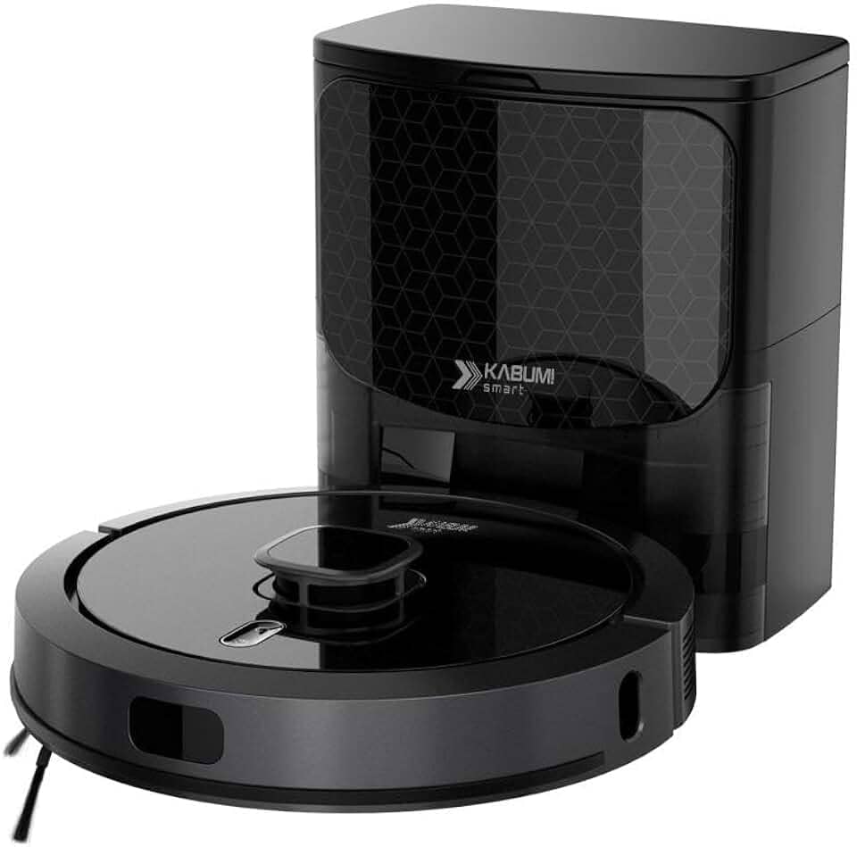 Robô Aspirador KaBuM! Smart 900 Preto IR360° Controle via app Recipiente dispensador de pó Base Autolimpante G7 (110, Volts)