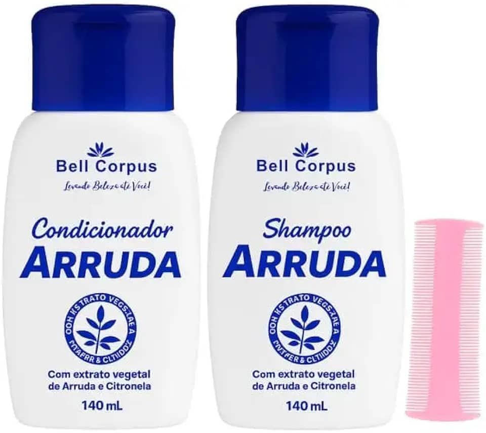 Kit Mata Piolho com Shampoo de Arruda e Citronela Condicionador + Pente Fino - 3 Itens