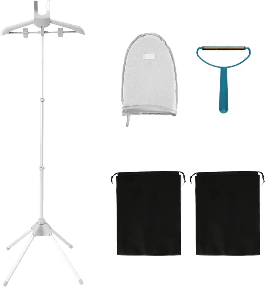 XYDHQS Suporte para vaporizador de roupas, cabide para vaporizador de roupas com tábua de passar e barbeador, vaporizador de roupas ajustável, suporte portátil dobrável para roupas para calças jeans e