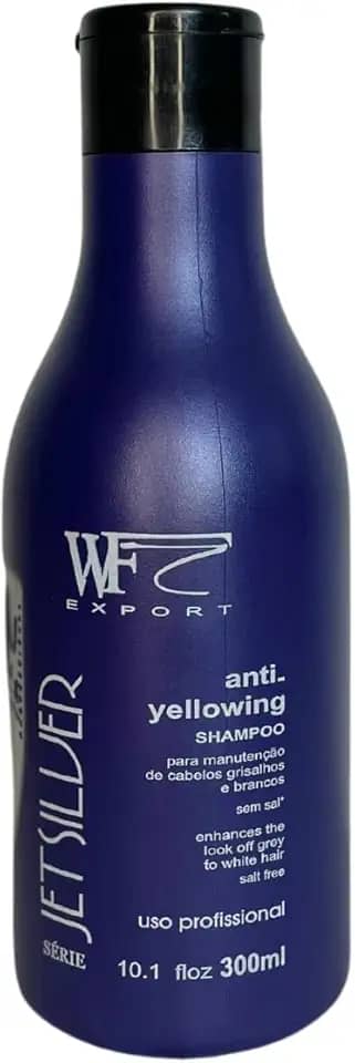 Shampoo para Cabelos Brancos Coloridos Grisalho Loiro Neutraliza Tons Amarelados WF Jet Silver 300ml