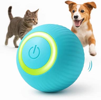 Bolinha Pet Inteligente Interativa Brinquedo para Gatos e Cachorros Movimento Automático Usb Elétrica Rotação 360° LED Bola Pet - Premium Azul