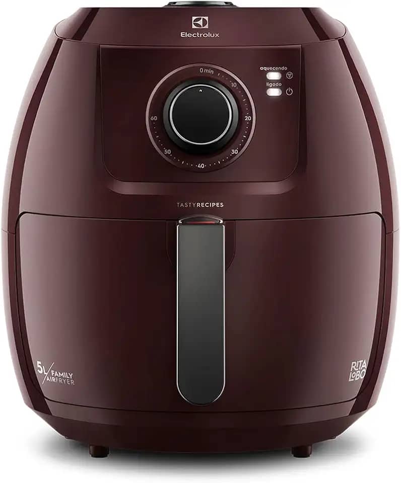 Fritadeira Elétrica sem oleo Electrolux Air fryer Family 5L Efficient 8 receitas pré-sugeridas desligamento automatico cesto removivel 1700W EAF51 vermelho escuro 127v por Rita Lobo