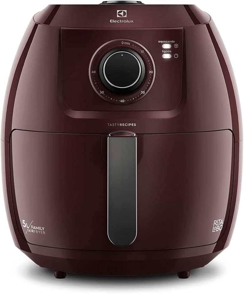 Electrolux Fritadeira Elétrica sem oleo Air fryer 5L 8 receitas pré-sugeridas desligamento automatico cesto removivel 1700W EAF51 vermelho escuro 127v por Rita Lobo