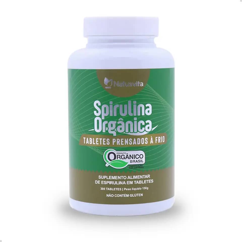 Spirulina Orgânica 300 Tabletes. Certificada SisOrg IBD 100% Pura Prensada à Frio