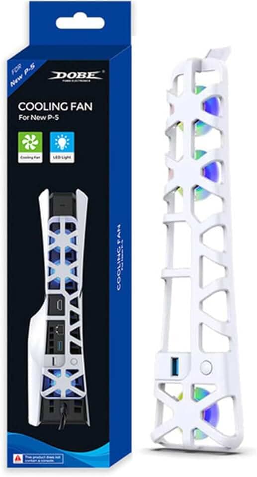 Cooler Fan Externo USB Ventilador para Resfriamento 3 Ventoinhas Led Compatível com Ps5 Slim (Branco)