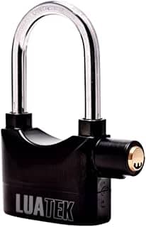 Cadeado Com Alarme Antifurto, Possui 3 Chaves Ideal Para Motos, Bicicletas, Portas, Galpões Com volume Do Som á 110db Sensor De Movimento Resistete A Chuva Modelo LK-BL16 (Preto)