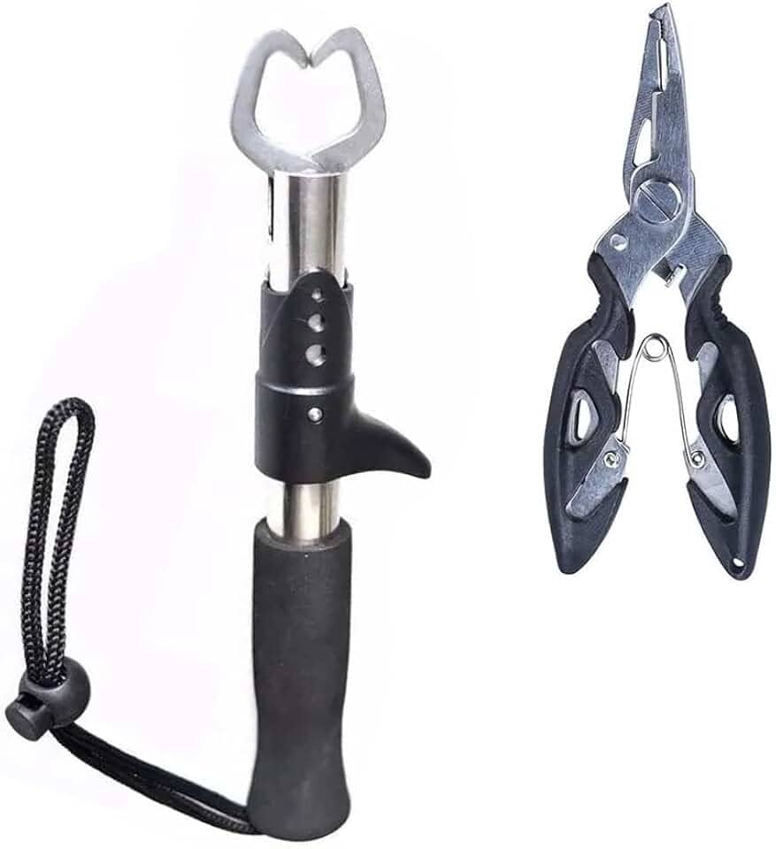Kit Alicate Pega Peixe Inox Mais Alicate De Pesca Tira Anzol