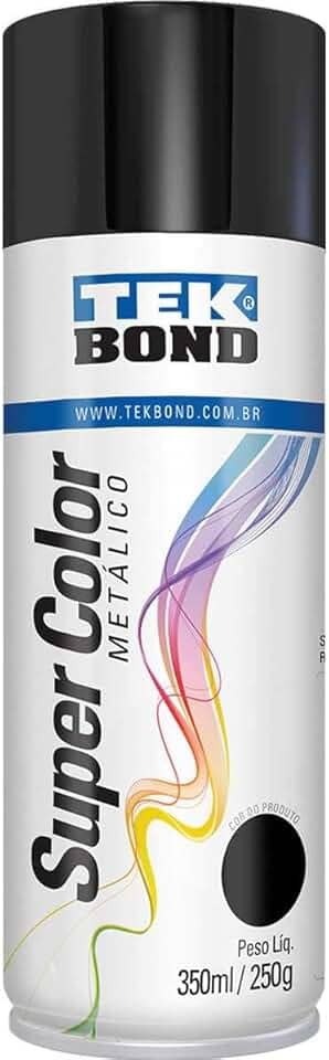 Tinta Spray Metalico Preto 350Ml/250G - 01 Unidade, Tekbond, 23321006900, Preto, Pacote De 312